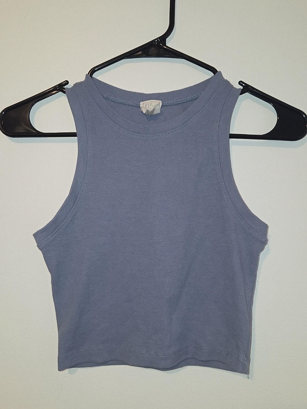Full Tilt Blue Ribbed Crop Tank Top